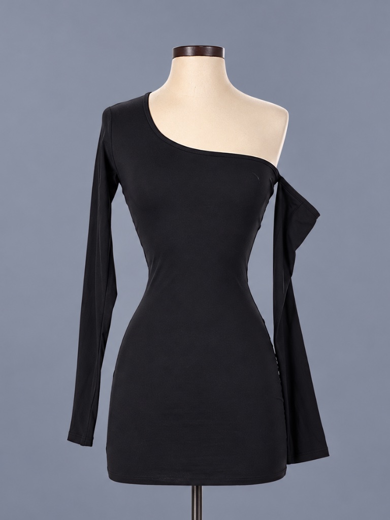 Solado Black Cutout Ruched One Shoulder Mini Dress Size Xs Nwt — image 2 of 2